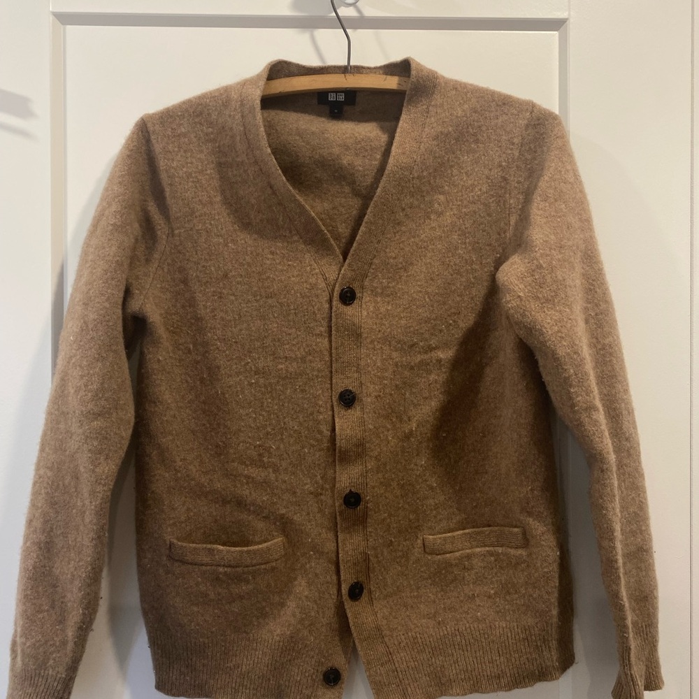 Uniqlo Wool Tan unisex Cardigan Sweater